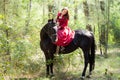 Brunette girl on horse Royalty Free Stock Photo