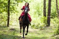 Brunette girl on horse