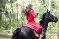 Brunette girl on horse Royalty Free Stock Photo