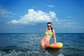 Brunette Girl with a Surfboard Royalty Free Stock Photo