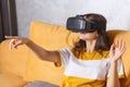 Brunette Girl Testing VR Device Royalty Free Stock Photo