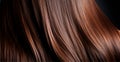 Brunette hair close-up as background. Women's long natural dark hair. Girl with wavy shiny curls - AI generated