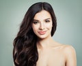 Brunette Hair Woman Smiling. Natural Makeup and Long Hair Royalty Free Stock Photo