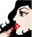 Woman using lipstick (vector)