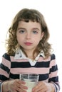 Brunette little girl drinking glass of milk Royalty Free Stock Photo