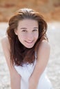 Brunette looking at camera smiling Royalty Free Stock Photo