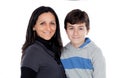 Brunette mother with his teenager son Royalty Free Stock Photo