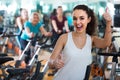 girl and other females working out in sport club Royalty Free Stock Photo