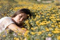 Brunette woman with closed eyes Royalty Free Stock Photo