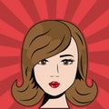 Brunette woman pop art comic Royalty Free Stock Photo