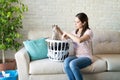 Woman getting ready to wash some clothes Royalty Free Stock Photo