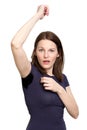 Woman sweating very badly under armpit Royalty Free Stock Photo