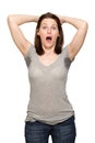 Woman sweating very badly under armpit Royalty Free Stock Photo