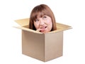 Brunette woman thinking out box isolated Royalty Free Stock Photo