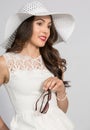 Brunette Woman in White Royalty Free Stock Photo