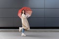 brunette woman in white boots and Royalty Free Stock Photo