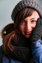 Brunette, woolen wear winter's coldness easily repelled