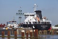 Brunsbuettel - Container vessel at lockage Royalty Free Stock Photo