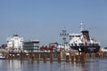 Brunsbuettel - Container vessel at lockage Royalty Free Stock Photo