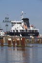 Brunsbuettel - Container vessel at lockage Royalty Free Stock Photo