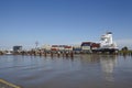 Brunsbuettel - Container vessel at lockage Royalty Free Stock Photo