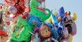 Brunswick, Lower Saxony, Germany - April 15, 2018: Close-up of colourful balloons tied together