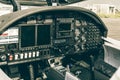 Brunswick, Lower Saxony, Germany, May 24, 2018: Cockpit of a disabled small aircraft before take-off