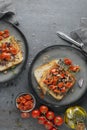 Bruschetta with roasted tomato and cheese