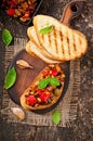 Bruschetta caponata with raisins and pine nuts Royalty Free Stock Photo