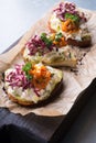 Bruschetta with crab salad Royalty Free Stock Photo