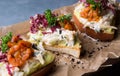 Bruschetta with crab salad Royalty Free Stock Photo