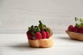 Bruschetta with raspberry and creme cheese Royalty Free Stock Photo