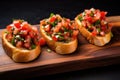 bruschetta with garlic supinely arranged, slight sprinkle of parsley Royalty Free Stock Photo