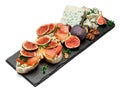 Bruschetta with ham, blue ceese and fresh figs