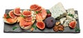 Bruschetta with ham, blue ceese and fresh figs Royalty Free Stock Photo