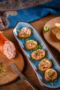 Bruschetta with meat spread Royalty Free Stock Photo