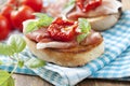 Bruschetta with parma ham Royalty Free Stock Photo