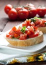 Bruschetta on plate Royalty Free Stock Photo