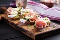 Bruschetta with prosciutto/jamon traditional Italian antipasto