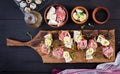 Bruschetta with prosciutto/jamon traditional Italian antipasto.