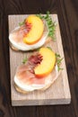 Bruschetta with prosciutto and peaches