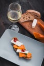 Bruschetta with pumpkin with wine