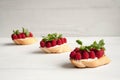 Bruschetta with raspberry and creme cheese Royalty Free Stock Photo
