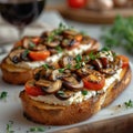 bruschetta with ricotta and mushrooms