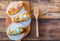 Bruschetta with roasted bell pepper Royalty Free Stock Photo