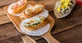 Bruschetta with roasted bell pepper Royalty Free Stock Photo