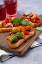 Bruschetta with stewed vegetables