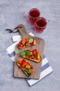 Bruschetta with stewed vegetables