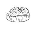 Bruschetta in the style of vector graphics, sketch. Sandwich icon, logo