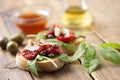 Bruschetta with sundried tomatoes and rocket